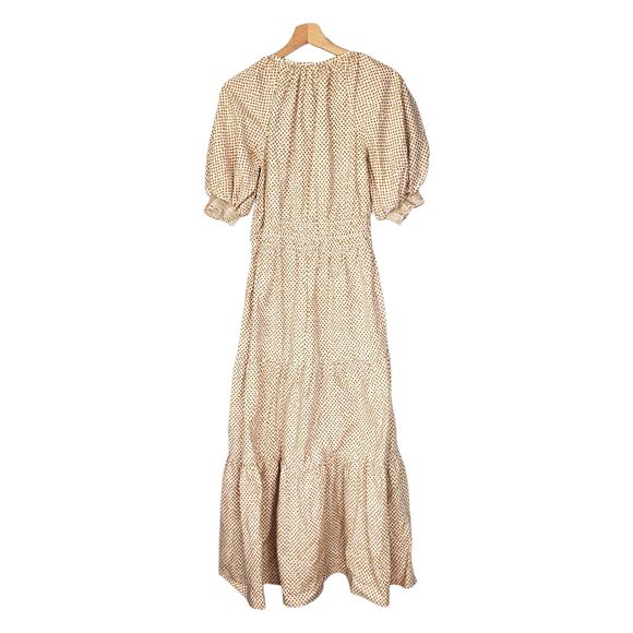 Anthropologie The Somerset Maxi Dress Puff-Sleeve Edition Tan Brown Size Large - Picture 4 of 12